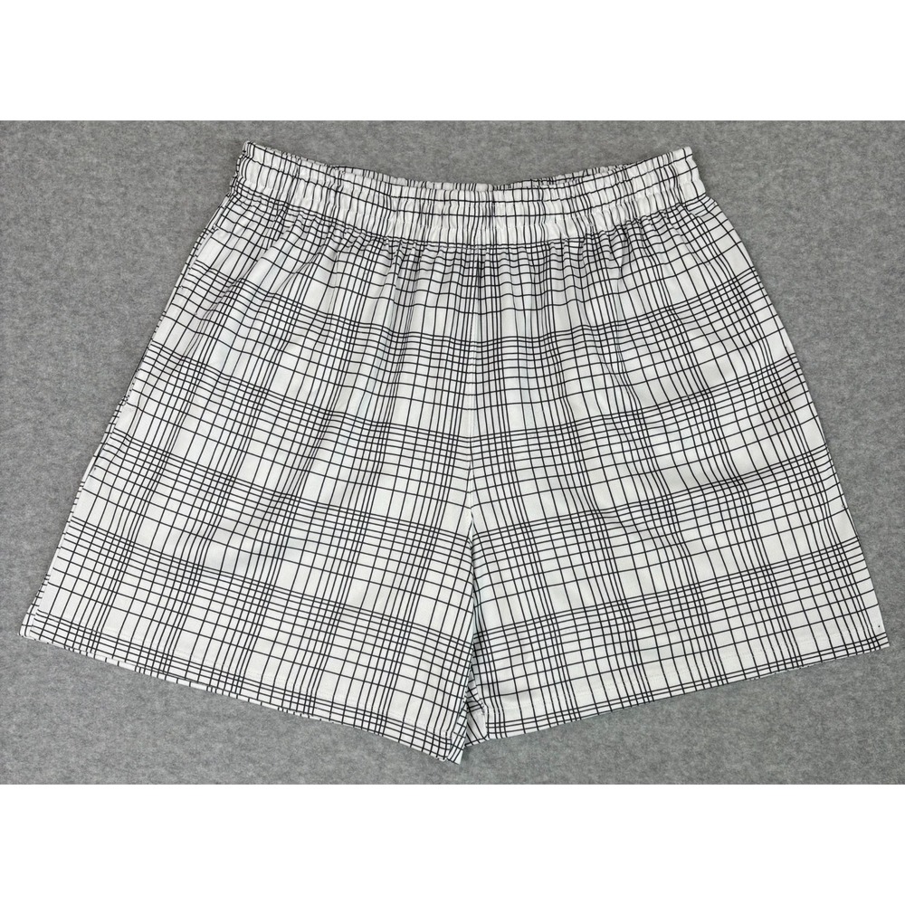 NBA Plaid Basketball Shorts XL White Black Drawstring Streetwear Athletic